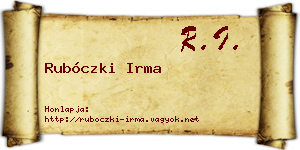Rubóczki Irma névjegykártya